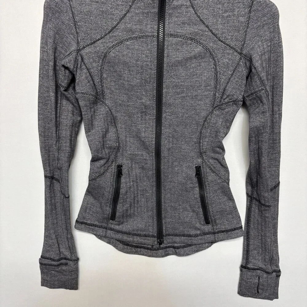 Lululemon Women Define Jacket Size 2 Herringbone Gray Full Zip C131 -8